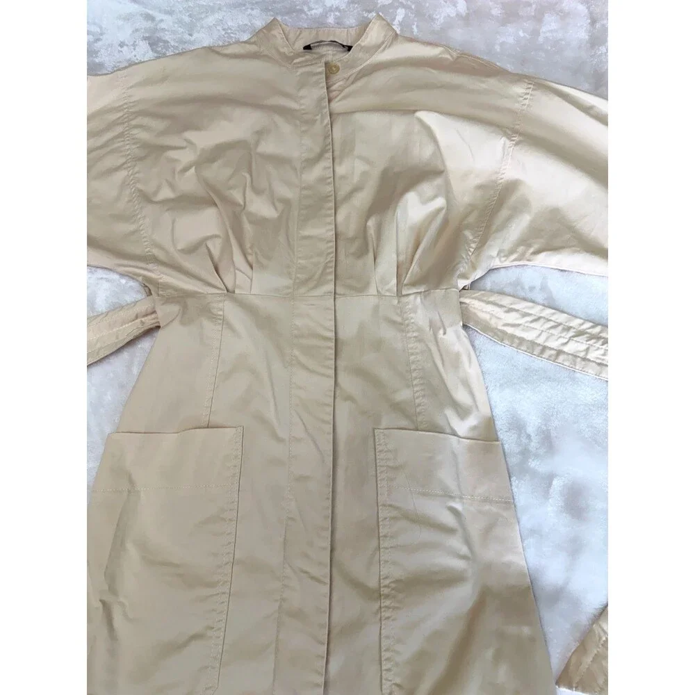 Zara Blush Cotton Oversized Midi Dolman Sleeve Belted Shirt Dress Sz S